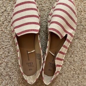 Time and Tru Women's Espadrilles in Red and Cream Stripes
